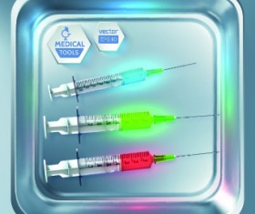 Medical Tools with tray design vector set 02