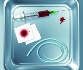 Medical Tools with tray design vector set 03