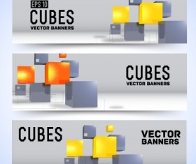 Modern cubes banner design vector 01