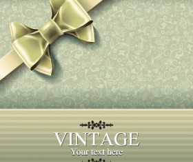 Ornate bow and vintage background vector graphic 01