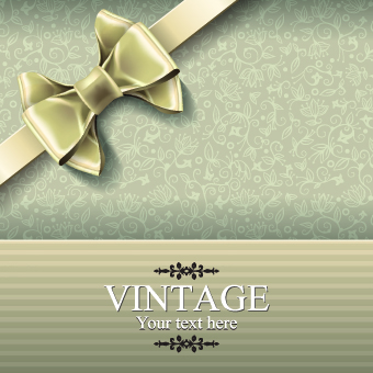 Ornate bow and vintage background vector graphic 01