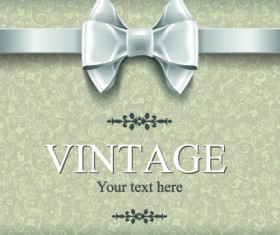 Ornate bow and vintage background vector graphic 02