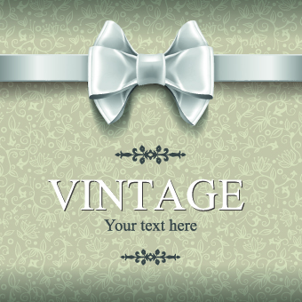 Ornate bow and vintage background vector graphic 02