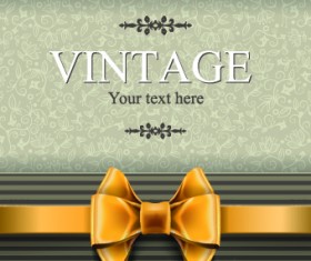 Ornate bow and vintage background vector graphic 03