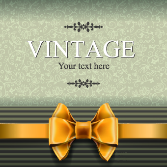 Ornate bow and vintage background vector graphic 03