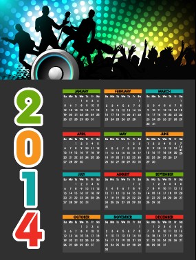 Party style 2014 calendar vector