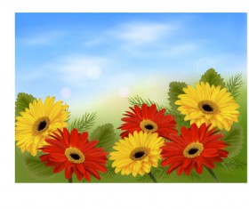 Realistic flower design background art vector 03