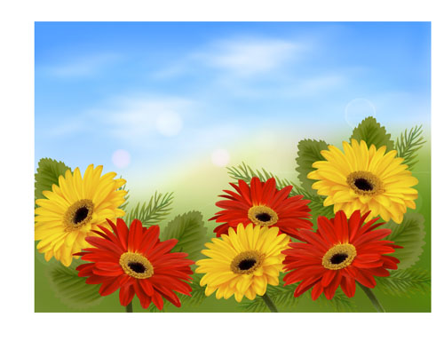 Realistic flower design background art vector 03