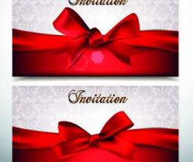Red bow holiday cards vector