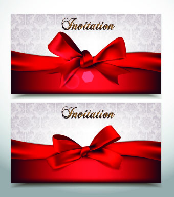 Red bow holiday cards vector