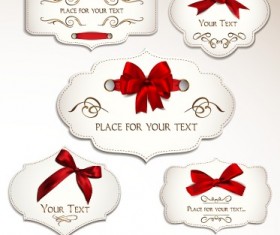 Red bow labels cards vector