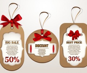 Red bow sale tags creative vector