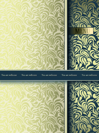 Vintage decorative pattern restaurant menu cover vector 04