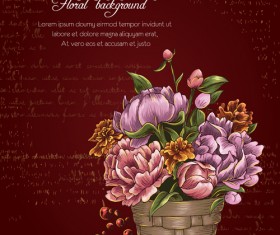 Retro background with floral vector 01