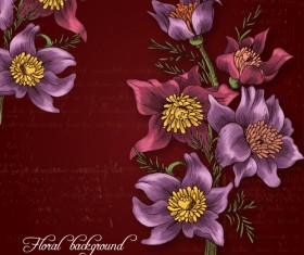 Retro background with floral vector 02