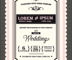 Retro wedding invitations cards design vector 02