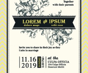 Retro wedding invitations cards design vector 03