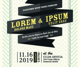 Retro wedding invitations cards design vector 04