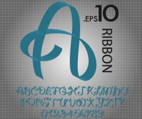 Ribbon alphabet font design vector