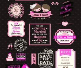 Romantic wedding labels vector