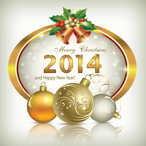 Shiny 2014 New Year frame background vector 02