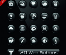 Shiny black web button design vector 02