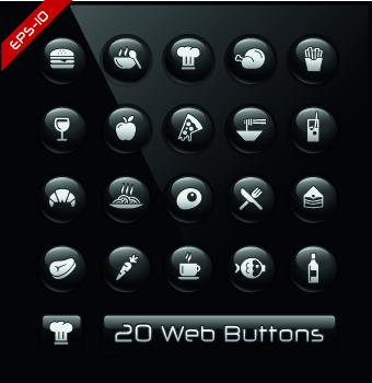 Shiny black web button design vector 02
