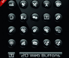 Shiny black web button design vector 03