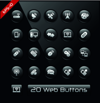 Shiny black web button design vector 03