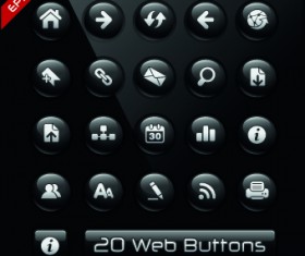Shiny black web button design vector 04