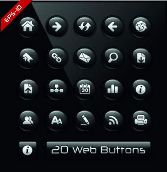 Shiny black web button design vector 04