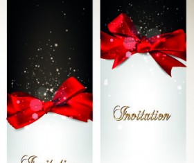 Shiny holiday bow vertical banner vector 02