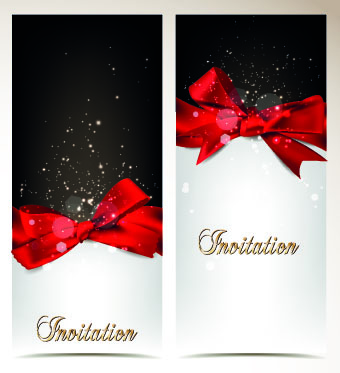 Shiny holiday bow vertical banner vector 02