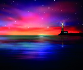 Beautiful Sunset background vector graphics 04