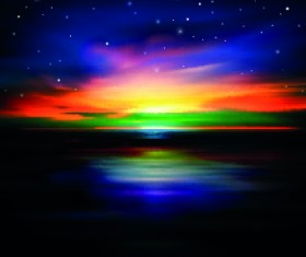 Beautiful Sunset background vector graphics 05