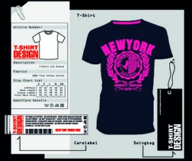 T-Shirt print and tag design vector 01