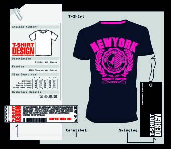 T-Shirt print and tag design vector 01