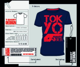 T-Shirt print and tag design vector 03