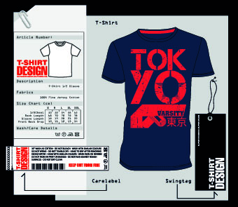T-Shirt print and tag design vector 03