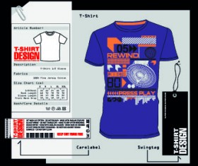 T-Shirt print and tag design vector 05