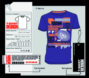 T-Shirt print and tag design vector 05