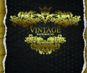 Tear paper and vintage golden background vector 01