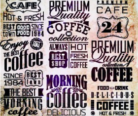 Vector Retro coffee labels set 01
