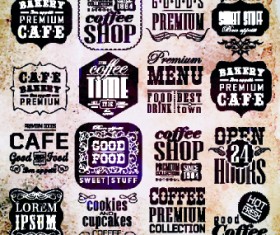 Vector Retro coffee labels set 02