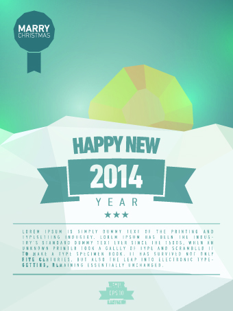 Vintage 2014 New Year holiday backgrounds vector set 01