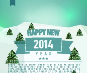 Vintage 2014 New Year holiday backgrounds vector set 02