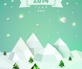 Vintage 2014 New Year holiday backgrounds vector set 04
