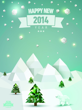 Vintage 2014 New Year holiday backgrounds vector set 04