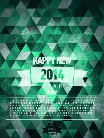 Vintage 2014 New Year holiday backgrounds vector set 05