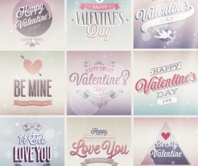 Vintage Valentine Day ornament labels vector 03